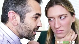 The principal fucks the teacher and student in an intense FFM threesome