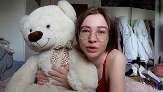 The best friend is a cute teddy bear for this German girl