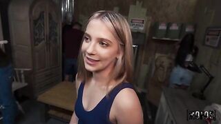 The cutie will suck all the fluid from her lover’s impressive cock