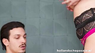 A girl saddled a young stallion and got fucked on the couch
