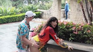 Watch the girl checking historical sites and getting intimate