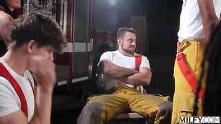 These guys can put out any fire. A group sex session with enthusiastic participants