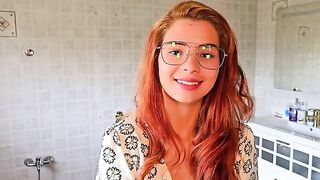 The guy licks the wet pussy of his redhead girlfriend in a steamy session