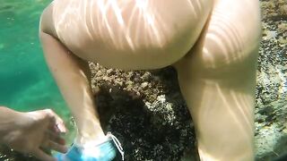 Hot blondie fucks with a guy on the beach and gets his cum in ass