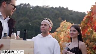 Stefany tries double penetration with two guys in a steamy scene