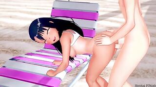 Nagatoro offers a blowjob and creampie on the beach to her lover