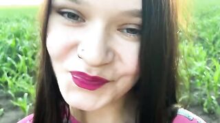 A hot girl has sex with her stepbrother in the cornfield, getting wild