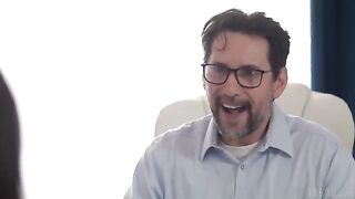 The interview went well, and the brunette was able to please him