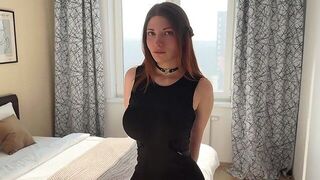 A surprise might be hidden under the dress of this cute girl