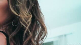 The man aimed at the ass of a cute brunette