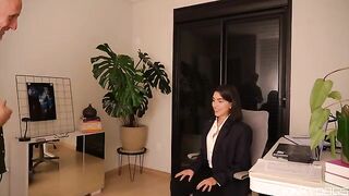 The employee's tongue is as good as her blowjob skills