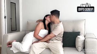 A girl with a big ass Latina gets cum in her pussy in an intense scene