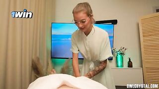 A massage session turns into a steamy encounter with a happy ending
