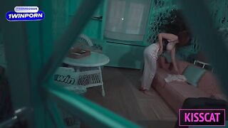 The step mom fucks her step son in the hotel room