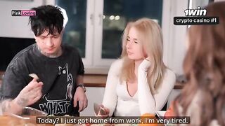 A girl rubs her pussy with a friend and calls a guy to fuck them both