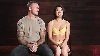 The man tied up the girl and fucked her until she was screaming with pleasure