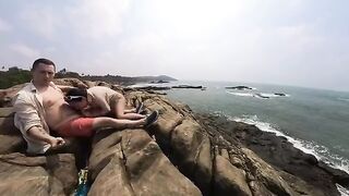 A girl is getting fucked outdoors by a horny guy