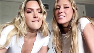 Two girls shared a cock during a hot threesome session