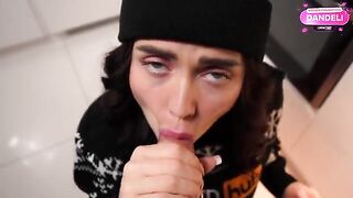 A girl made a mess on the floor while getting fucked on camera