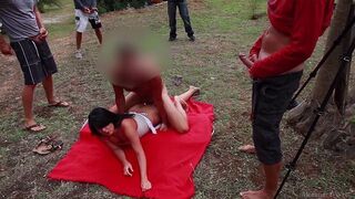 The picnic turned into a wild group sex party on the beach