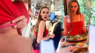 The girl almost got caught while masturbating in public with a vibrator