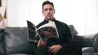 I fucked the slutty brunette on the couch and cum on her tits
