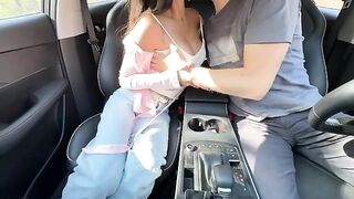 The back seat of the car turned into a bed of passion for two lovers
