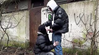 A girl was caught and fucked in public place