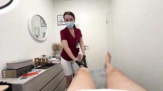 Pre-cum handjob with a hot nurse after a hair removal session
