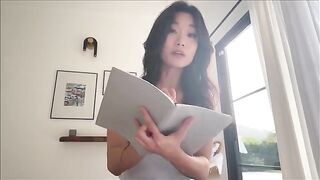 Asian step sister shares bed during a family therapy session