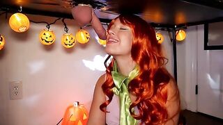 Daphne Blake, in a Halloween costume, gets fucked under the milking table