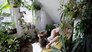 The couple enjoyed romantic sex right on the couch at home