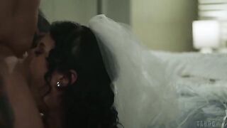 The guy gently licks the girl's pussy, slowly and painfully long