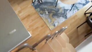 A cute girl sits on top and moves her hips to set the rhythm