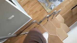 A cute girl sits on top and moves her hips to set the rhythm