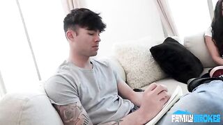 A lovely woman makes a stunning blowjob from the first view