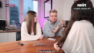 The best threesome sex with two girlfriends, fucking without looking