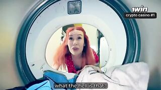 A young guy got a steamy surprise while washing his clothes