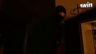 A busty housewife fucks with a stranger who broke into her house