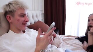 A first-time experience with a step relative, a hot blonde in braces