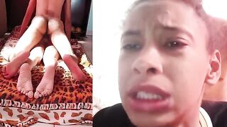 The ring tightens, and the penis bursts through the Brazilian beauty’s intense moans