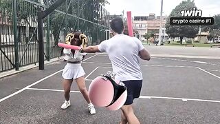 A beautiful story of a seductive girl and her trainer in the gym, ending with a creampie