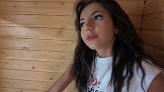 A beautiful Turkish girl gets undressed and has intimate moments in the sauna
