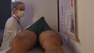 The doctor has a great view of the patient's private area
