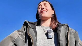 The petite brunette gets horny and needs to masturbate outdoors