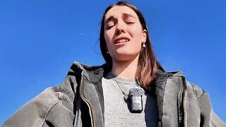 The petite brunette gets horny and needs to masturbate outdoors