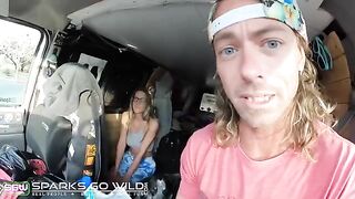 A girl is fucking in public view in a daring way
