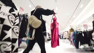 Babe caressed a stranger’s dick in the fitting room and almost got caught