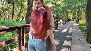 Public anal sex and bj with a plug action
