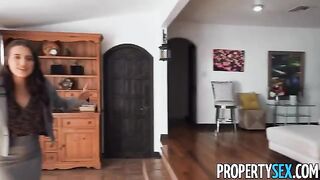A hot brunette real estate agent seduces her picky client